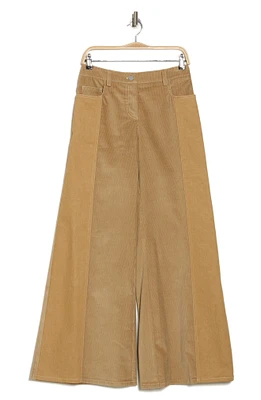 Contrast Panel Wide Leg Pants