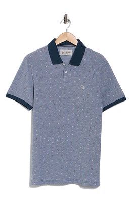 Line Print Bird's Eye Piqué Polo