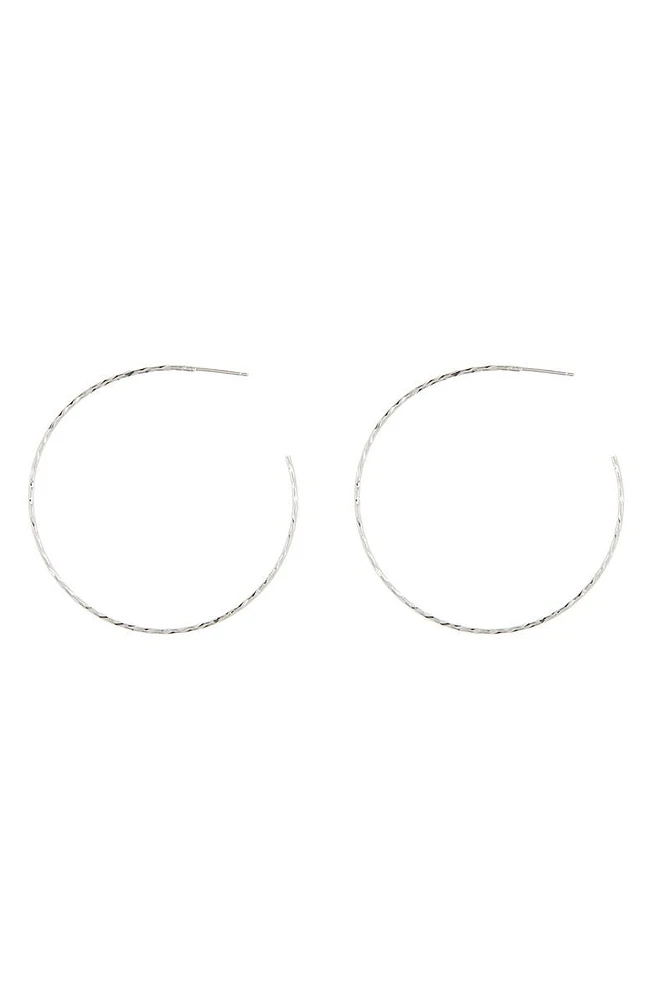 Sterling Silver Hammered 2.25" Hoop Earrings
