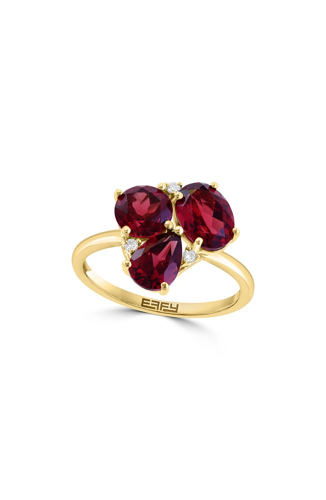 Garnet & Diamond Ring - 0.04ct.