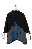 Printed Button-Up Tunic Shirt