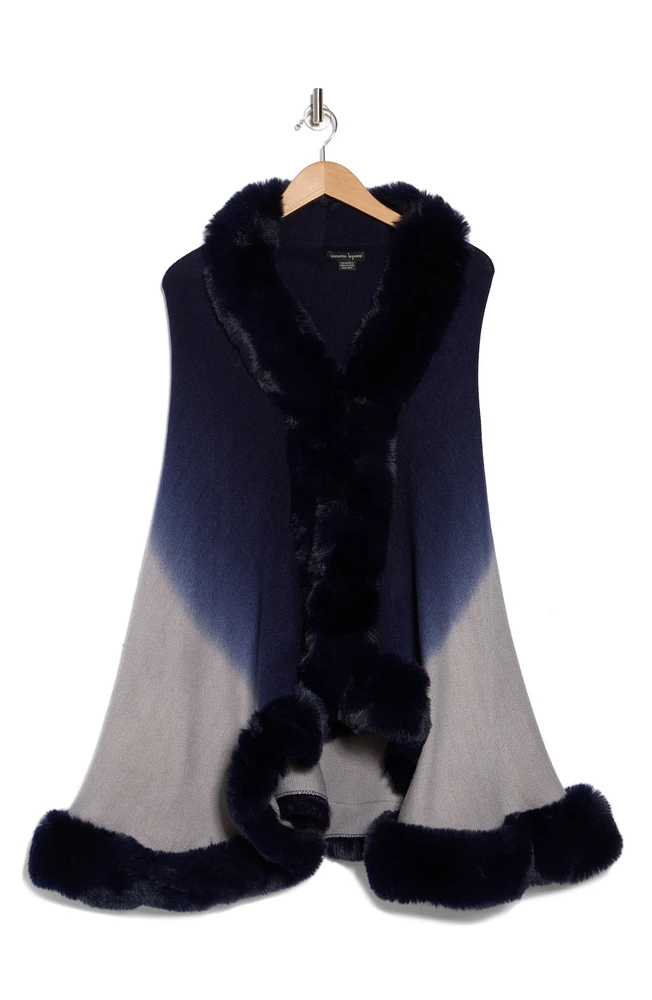 Faux Fur Trim Cape