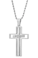 Men's Lord's Prayer Engraved Cross Pendant Necklace