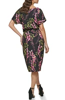 Boatneck Floral Print Dress