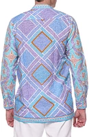 Geometric Print Linen & Cotton Blend Button-Up Shirt