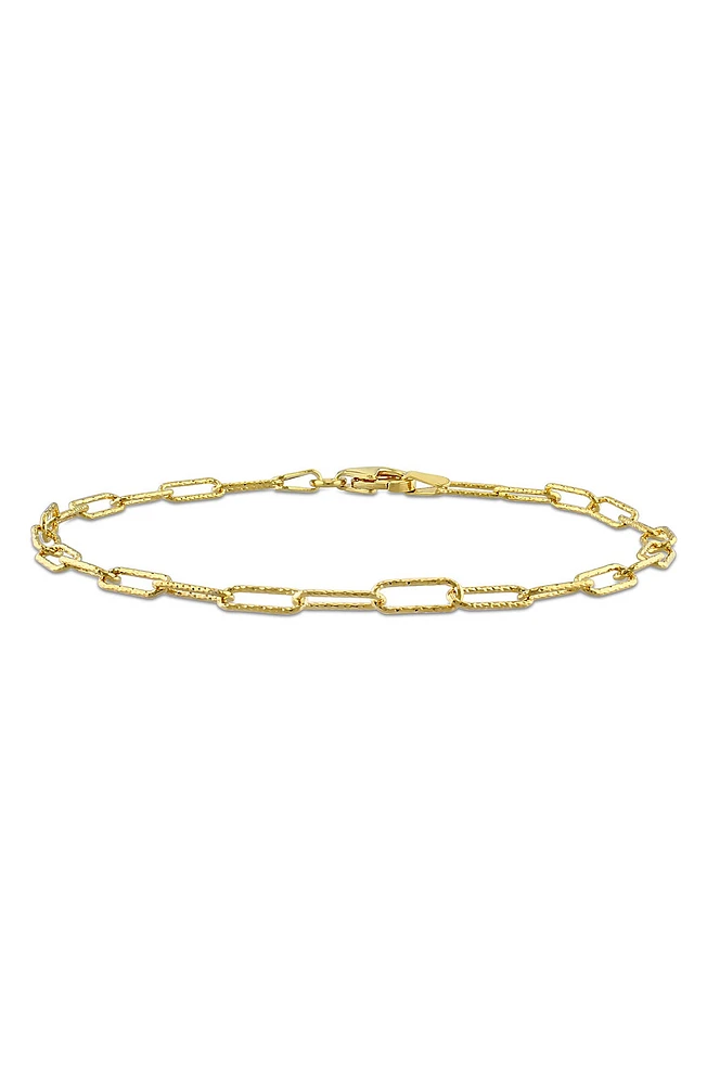 18K Yellow Gold Plated Sterling Silver Fancy Paperclip Chain Bracelet