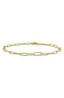 18K Yellow Gold Plated Sterling Silver Fancy Paperclip Chain Bracelet