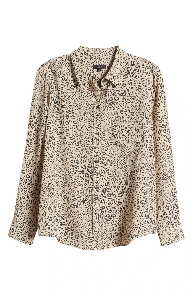 Kate Wild Cat Print Button-Up Shirt