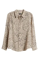 Kate Wild Cat Print Button-Up Shirt