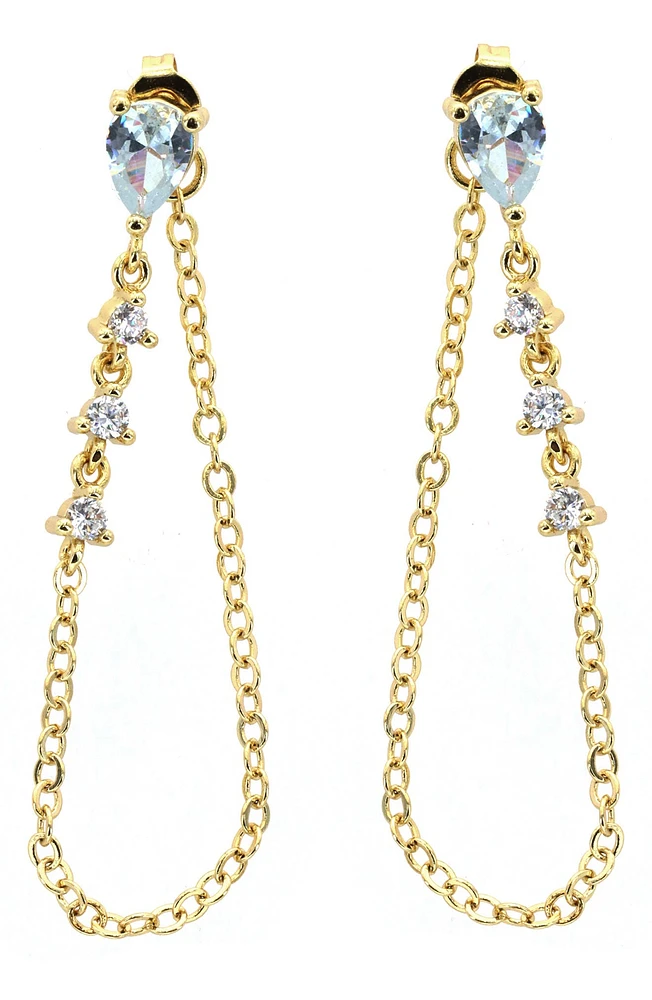 Crystal Draped Chain Front/Back Earrings
