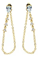 Crystal Draped Chain Front/Back Earrings