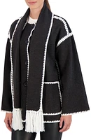Faux Wool Scarf Coat