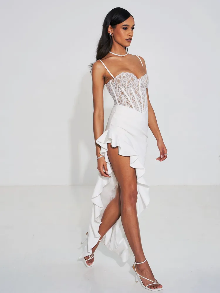 MISS CIRCLE JUNIA WHITE LACE CORSET DRESS