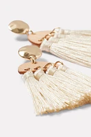 Zinia Wood Tassel Earrings