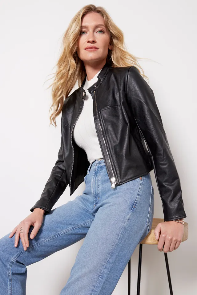By Anthropologie Faux Leather Colorblock Bomber Jacket