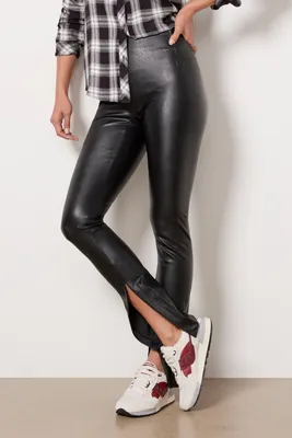 Leather Like Front Slit Legging