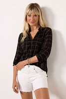 Stippled Plaid Button Down