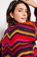 Colorful Waves Crochet Pullover