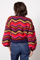 Colorful Waves Crochet Pullover