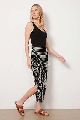 Striped Ribbed Maxi Skirt