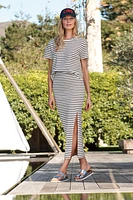 Whit Striped Maxi Skirt