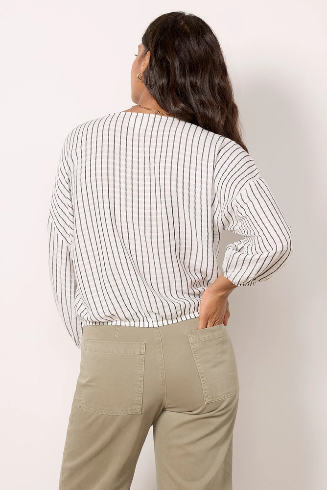 Stripe V Neck Blouse