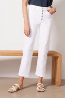 High Waist Cropped Straight with Exposed Buttons