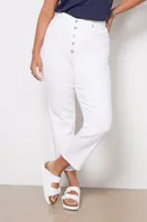 High Waist Cropped Straight with Exposed Buttons