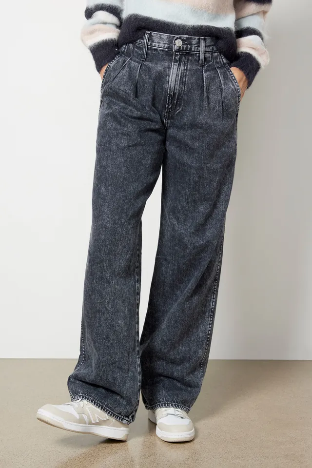 AMO Marcella Pleated High-Rise Wide-Leg Jeans