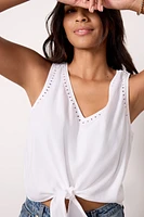 Eyelet Tie Front Tank