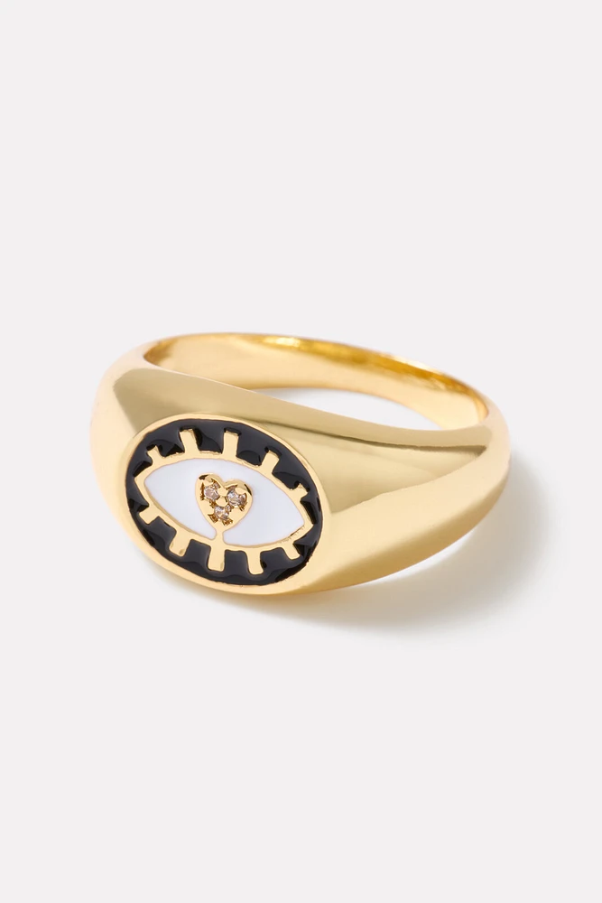 Elena Evil Eye Signet Ring