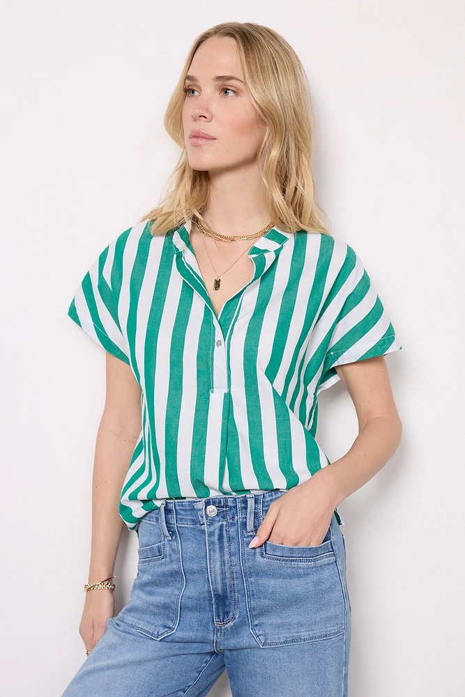 Candy Striped Popover Top