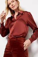 Kristi Satin Puff Sleeve Shirt