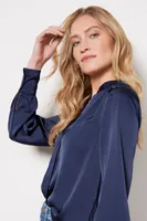 Quinn Satin V Neck LS Blouse