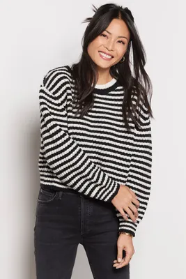 Stripe Balloon Sleeve Sweater