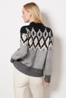 Mock Neck Fair Isle Pullover