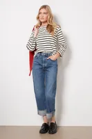 Stripe Boat Neck Long Sleeve