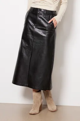 Dara Faux Oiled Leather Skirt