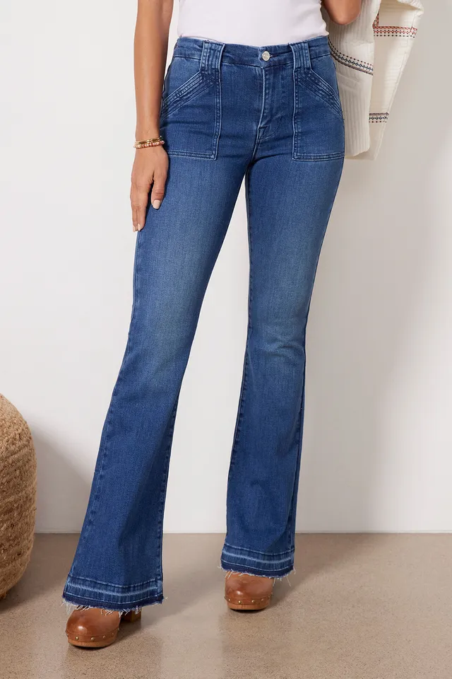 FRAME Le High Flare Trapunto Stitch Jean