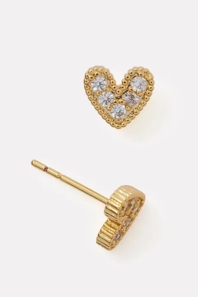 Lily Pave Heart Studs