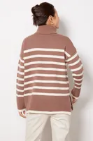 Stripe Turtleneck Pullover