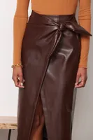 Vegan Leather Wrap Skirt