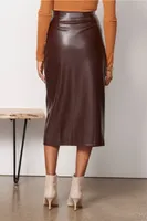 Vegan Leather Wrap Skirt