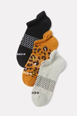 3 Pack Ankle Socks with Leopard