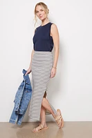 Whit Striped Maxi Skirt