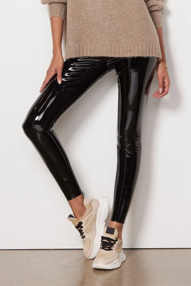 Commando Faux Patent Leather High Waisted Legging in Black