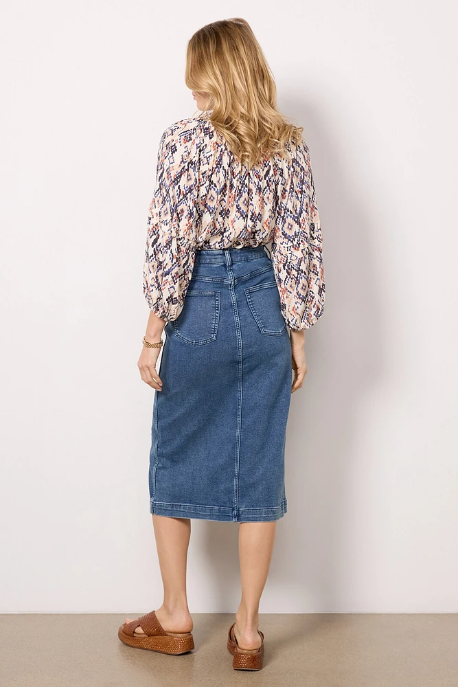 Stretch Terry Midi Skirt