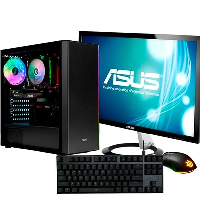 PACK MONITOR ASUS VX238 +  PC GAMING I310100F/8GB/GTX 1050TI/SSD 480GB/HDD 240GB + TECLADO HYPERX ALLOY FPS PRO + RATO STEELSERIES RIVALS 3 - SEMINOVO