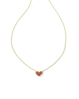 Ari Pave Crystal Heart Necklace - Gold Red Crystal