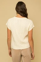 Cable Knit Short Sleeve Sweater